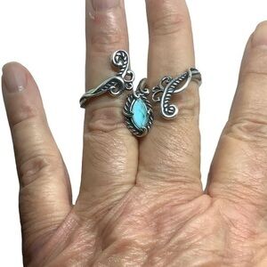 Carolyn Pollack Sterling Silver Mother of Pearl Doublet Double Finger Ri…